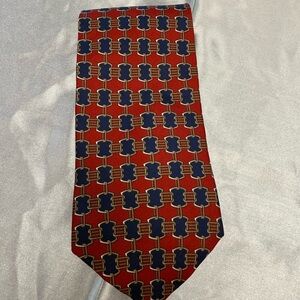 Bert Pulitzer Red and Blue Chain Geometric Pattern Men's Tie All Silk